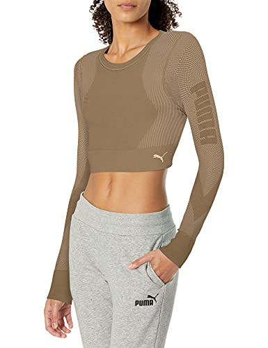 PUMA Women’s Train Seamless Fitted Long Sleeve, Covert Green-Spray G, X-Large