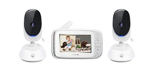 Motorola Bliss54-2 Video Baby Monitor – 4.3” LCD Color Screen Display, Two Wireless Cameras, Remote Pan Scan, 2-Way Talk, Night Vision, Pre-Loaded Lullabies