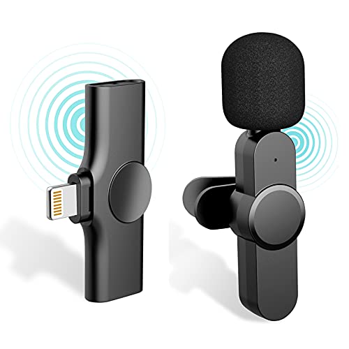 iDiskk 【Plug-Play with 2 Clips】 iPhone iPad Wireless Microphone for Youtubers,Facebook Live Stream,Vloggers,Interview,Auto-syncs Clip-on Lapel Mic for PC (NO APP or Bluetooth is Needed)