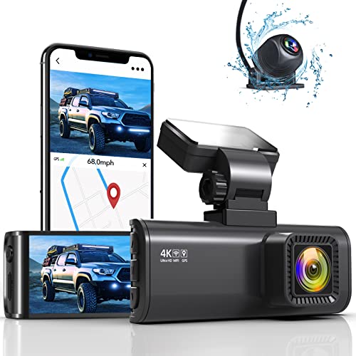 REDTIGER F7N 4K Dual Dash Cam Built-in WiFi GPS Front 4K/2.5K and Rear 1080P Dual Dash Camera for Cars,3.16 inch Display,170 Deg Wide Angle Dashboard Camera Recorder,Support 256GB Max