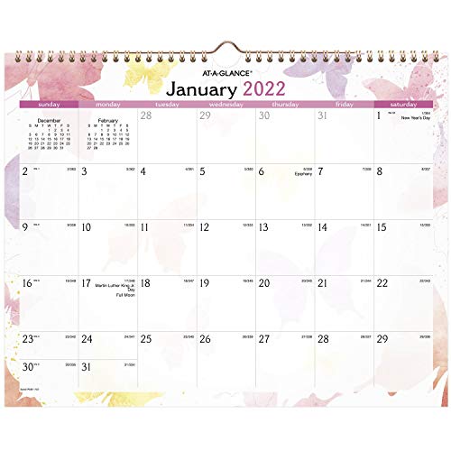 2022 Wall Calendar by AT-A-GLANCE, 15″ x 12″, Medium, Monthly, Watercolors (PM91-707)