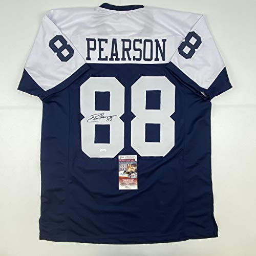 Autographed/Signed Drew Pearson Dallas Thanksgiving Football Jersey JSA COA