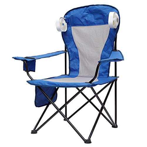 unp Camping Chair Outdoor Folding Lawn Chair, Portable Beach Chair with Detachable Air Fan
