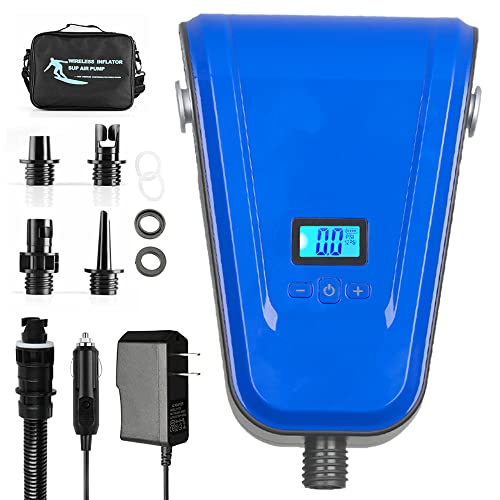 TONSIM Digital Electric SUP Pump AV220V/DC12V 110W Air Pump 7500mAh Rechargeable Stand-up Board Pump MAX 20PSI Air Inflator for Stand Up Paddle Board Inflatable Tent Air Mattresses