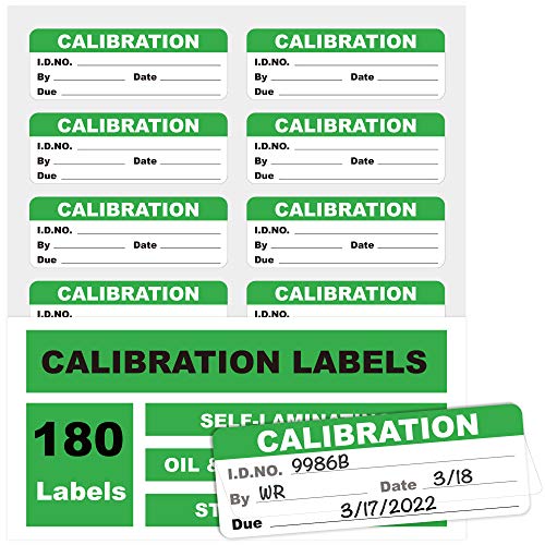 Premium Self-Laminating Calibration Labels, Waterproof Write-On Adhesive Calibration Stickers for NIST & ISO-9000 Calibrations, Pack of 180
