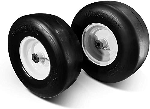 HORSESHOE New 13×5.00-6 Flat Free Smooth Tire w/Steel Wheel for Residential Riding Lawn Mower (Deck 36″-46″) Garden Tractor -hub Length 3.25″-5.9″ – Bore ID 1/2″ 135006 (2)
