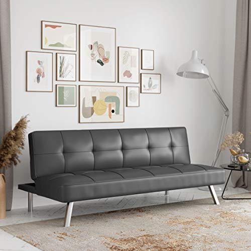 Serta Rane Convertible Sofa Bed, 66.1″ W x 33.1″ D x 29.5″ H, Dark Gray