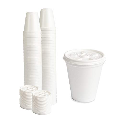 6 Oz Styrofoam Cups With Lids, Mini Styrofoam Cups, Insulated For Hot And Cold, 50 Pk