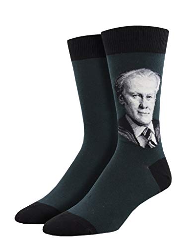Socksmith Men’s”Gerald Ford” Portrait Crew Socks, Green