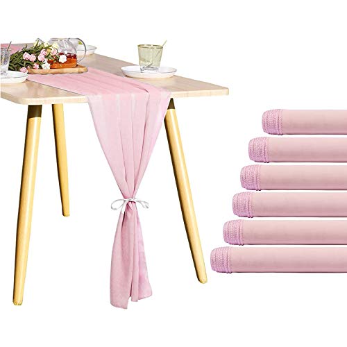 Chiffon Table Runner 28×120 Inches for Wedding Rustic Wedding Reception Bridal Shower Baby Shower Rustic Boho Holiday Birthday Party Decorations (28×120 Inches, Peach)