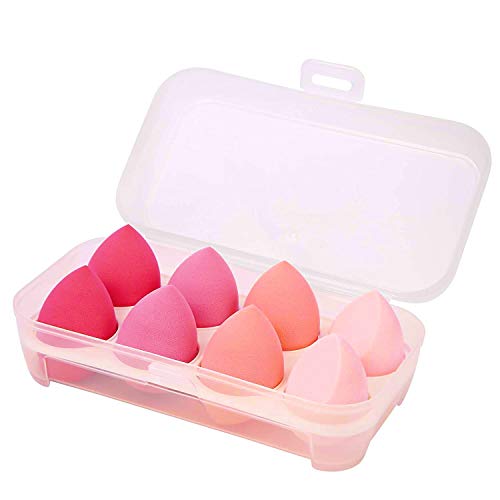 Kingbridal 8 Pcs Makeup Sponges Set Blender Beauty Foundation Blending Sponge, Flawless for Liquid, Cream and Powder, Multi-colored Cosmetic Applicator Puff for Dry/Wet Use (Pink)