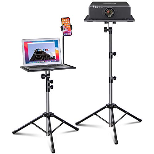 Laptop Tripod, Laptop Stand, Projector Tripod Stand with Gooseneck Phone Holder, Adjustable Height & Foldable Music Stand, Portable Tripod Stand Suitable for Laptop, Projector, DJ Equipment, office
