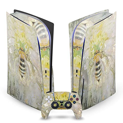 Head Case Designs Officially Licensed Stephanie Law Bee Art Mix Vinyl Faceplate Sticker Gaming Skin Decal Cover Compatible With Sony PlayStation 5 PS5 Disc Edition Console & DualSense Controller