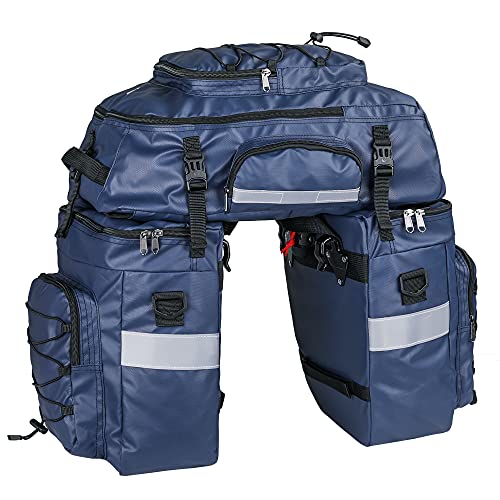 HUNTVP Bike Bag Bike Pannier Bag 3 in 1 Rack Saddle Bag Backpack Rear Seat Bag Shoulder Bag Laptop Pannier Cargo Rack Bicycle Bag with Rain Cover