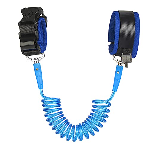 Roeoi Anti Lost Wrist Link Safety Wrist Link with Key Lock for Toddlers, Babies & Kids, Safety Harnesses & Leashes (Blue / 1.5m)