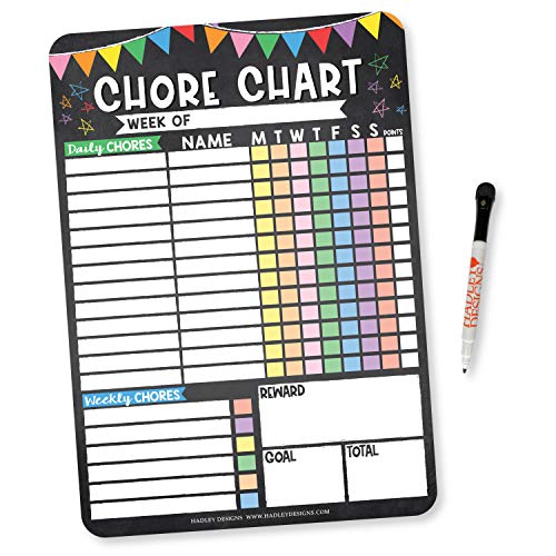 Colorful Chalk Dry Erase Chore Chart for Multiple Kids, Chore Reward Chart for Multiple Kids, Good Behavior Chart for Kids at Home Magnetic Chore Chart for Kids Multiple Kids, Schedule Board for Kids