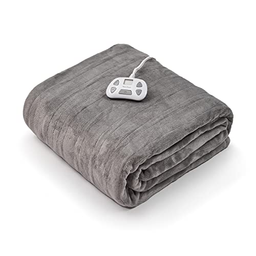 Warm Storm Electric Heated Blankets Flannel Twin Size 84 x 62 Inch Fast Heating Blanket,10 Heat Levels,12 Hours Auto Off Machine Washable