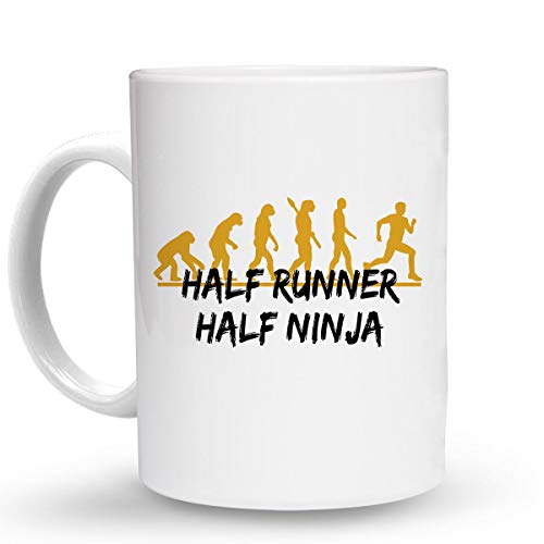 Makoroni – HALF RUNNER HALF NINJA Run Runner – 6 Oz. Ceramic ESPRESSO MUG Coffee Drink Cup, DesA82