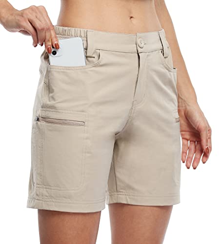 Willit Womens Shorts Hiking Cargo Golf Shorts Outdoor Summer Shorts with Pockets Water Resistant Khaki M