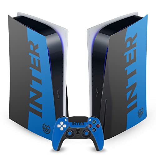 Head Case Designs Officially Licensed Inter Milan Blue and Black Full Logo Vinyl Faceplate Sticker Gaming Skin Decal Compatible With Sony PlayStation 5 PS5 Disc Edition Console & DualSense Controller