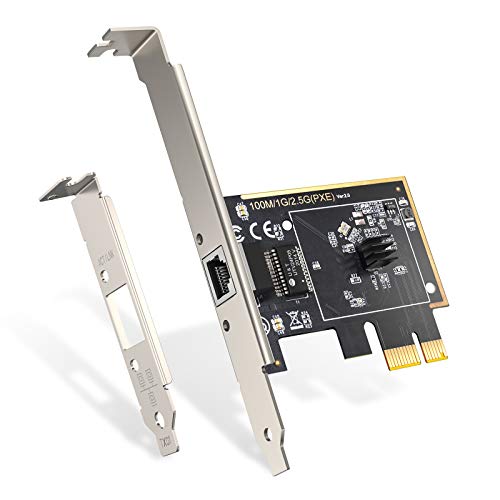 (Upgraded) 2.5GBase-T PCIe Network Adapter, 2500/1000/100Mbps PCI Express Gigabit Ethernet Card RJ45 LAN Controller Support Windows Server/Windows, Standard and Low-Profile Brackets Included