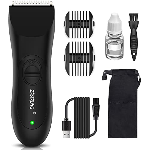 Body Hair Trimmer for Men Pubic, Electric Groin Hair Trimmer, Waterproof Wet and Dry Clipper, Ultimate Male Hygiene Ball Shaver, Safe Replaceable Ceramic Blade Head, USB Charged and Quiet