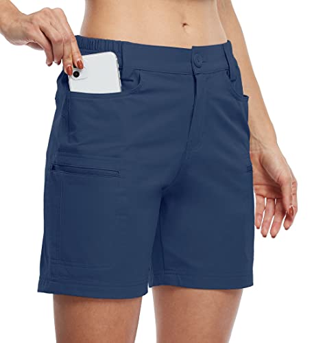 Willit Women’s Shorts Hiking Cargo Golf Shorts Outdoor Summer Shorts with Pockets Water Resistant Navy Blue XXL
