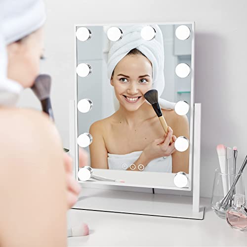 NUSVAN Vanity Mirror with Lights,Makeup Mirror with Lights,3 Color Lighting Modes Detachable 10X Magnification Mirror Touch Control,360°Rotation, White (14.6Inch) | The Storepaperoomates Retail Market - Fast Affordable Shopping
