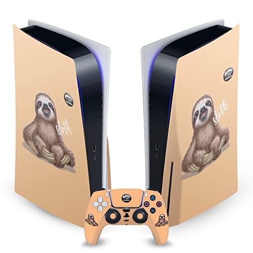 Head Case Designs Officially Licensed Animal Club International Sloth Faces Vinyl Faceplate Sticker Gaming Skin Decal Compatible With Sony PlayStation 5 PS5 Disc Edition Console & DualSense Controller