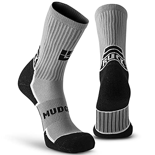 MudGear Ruck Socks – Boot Height, Merino-wool – Military, Tactical, Work (Gray/Black, Large)