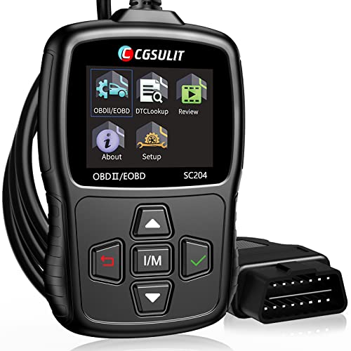 OBD2 Code Scanner CGSULIT SC204 Car Diagnostic Code Reader Check Engine Issue, Read Error Codes, DTC Lookup and Guide, Live Data Vehicle’s OBDII Scan Diagnostic Tool, Black