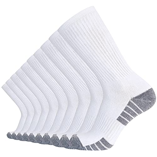 SoxDaddy 10P Pack Men’s Cotton Moisture Wicking Cushion Crew Work Socks (US 13-15/Shoe Size 12-15, White3)