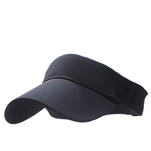 Outdoor Sports Vintage Pigment-Dyed Sun Visor Hat Caps for Golf Baseball Tennis – Women and Men (B – Black)