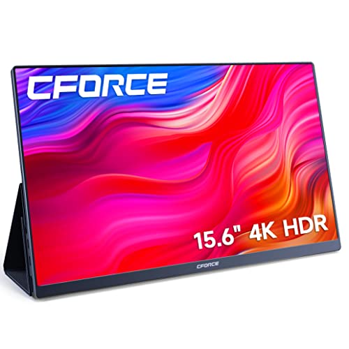c-force Portable Monitor, 15.6” 4K UHD Laptop Monitor USB C HDMI Computer Display HDR Eye Care External Screen w/Smart Cover for PC Mac Phone Xbox Switch PS5