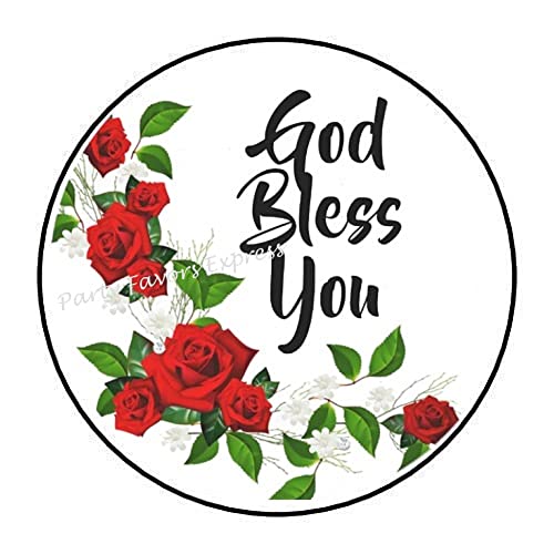 God Bless You Red Roses Envelope Seals Labels 1.5″ Stickers (180)