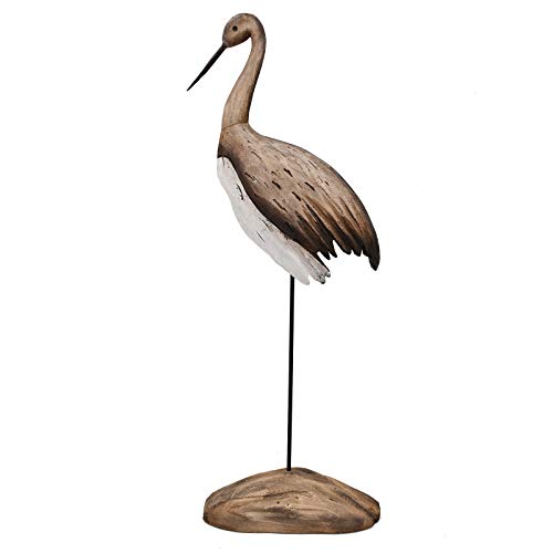 K KILIPES Rustic Heron Statue Bird Sculpture Wood Crane Figurines Home Decor Decorative Animal Crane Statue Garden Decor