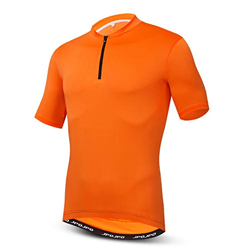 JPOJPO Men’s Cycling Bike Jersey Short Sleeve 3 Rear Pockets Breathable Biking Shirt Quick Dry S-3XL Orange