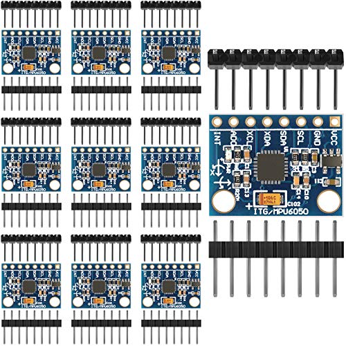 GY-521 MPU-6050 MPU6050 Module, 3 Axis Accelerometer 6 DOF Gyroscope Sensor Module Kit 16 Bit Converter Data Output IIC 3-5v Compatible with Arduino (10 Pieces)