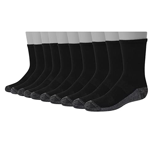 Hanes Ultimate boys Crew, 10-pack athletic socks, Black, Large US