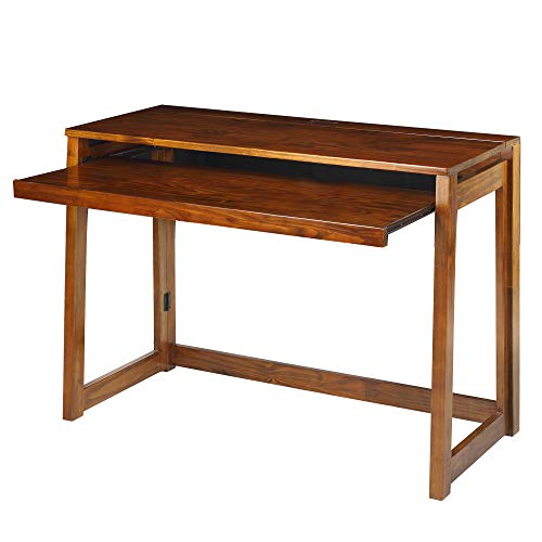 Casual Home Pull-Out & USB Port Folding Desk, Warm Brown (New)