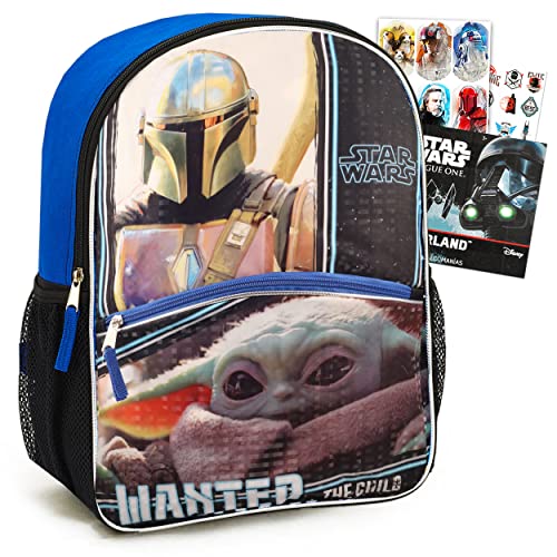 Walt Disney Studio Baby Yoda The Child School Supplies Bundle Mandalorian School Bag Set – Large 16″ Mandalorian Backpack with Star Wars Stickers (Baby Yoda Activity Bag)