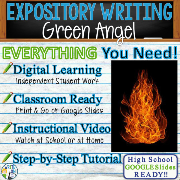 Text Analysis Expository Green Angel by Alice Hoffman | Distance Learning, Remote Learning, In Class, Instructional Video, PPT, Worksheets, Rubric, Graphic Organizer, Google Slides