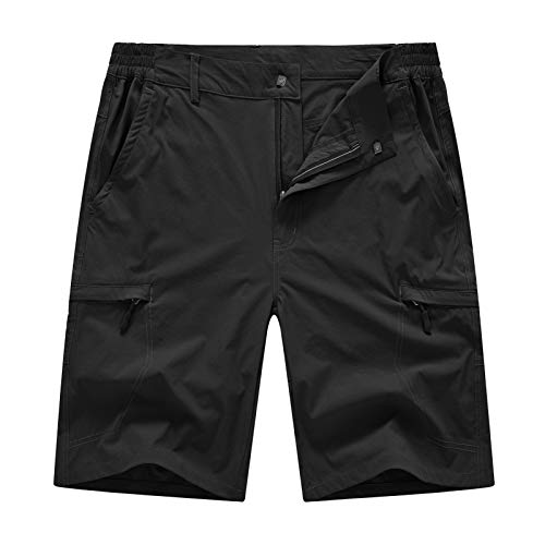 BASUDAM Men’s Cargo Hiking Shorts Stretch Quick Dry Lightweight Work Shorts 6 Pockets for Camping Travel Black 36