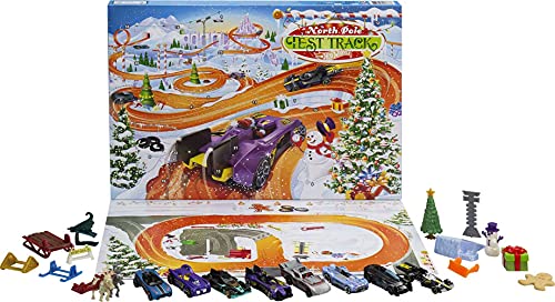 Hot Wheels 2021 Advent Calendar with 24 Surprises That Include 8 1:64 Scale Vehicles & Other Cool Accessories, Plus a Play Pane Mat, for Collectors & Kids 3 Years Old & Up