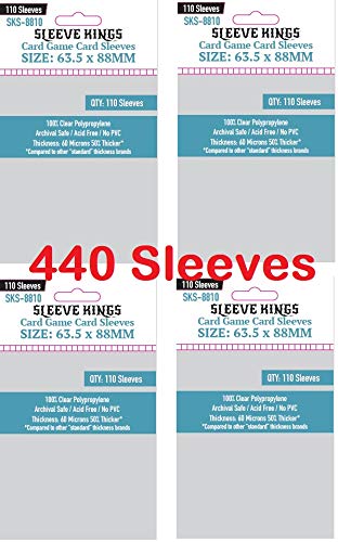 Sleeve Kings Card Game Card Sleeves 63.5 x 88 mm (4×110 Pack, 440 Sleeves)