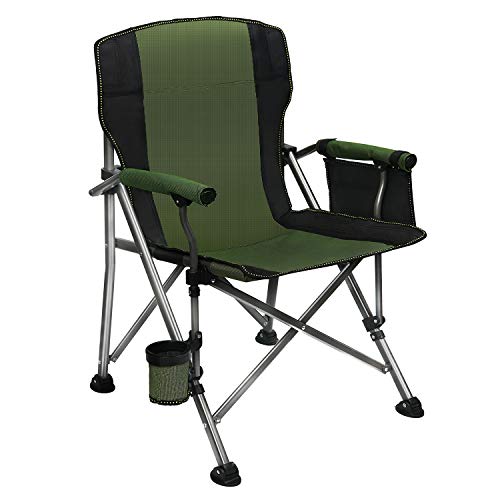 LEADALLWAY Camping Chairs for Heavy People Oversized Outdoor Chairs with Cup Holder and Storage Bag