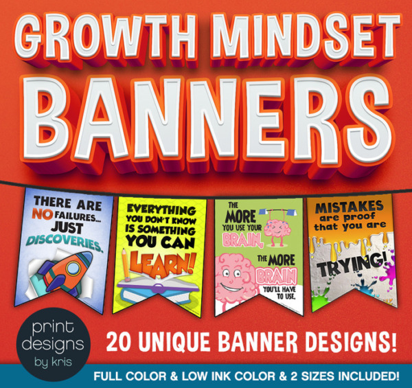 Growth Mindset Banners for the Classroom/School