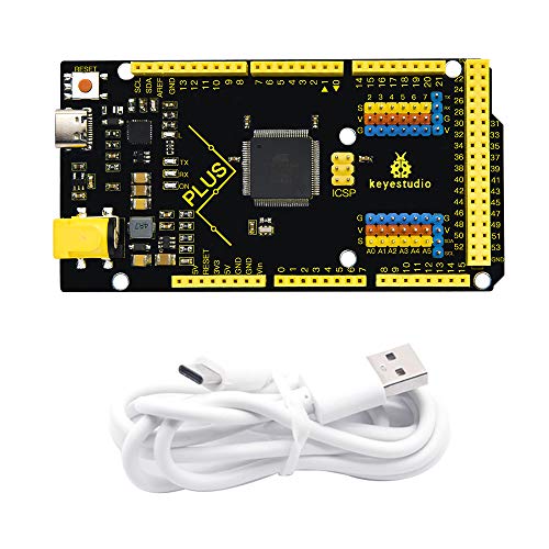 KEYESTUDIO Mega Plus 2560 R3 Board for Arduino with Type-C USB Cable, 1.5A Output, More Powerful MCU Contoller Board