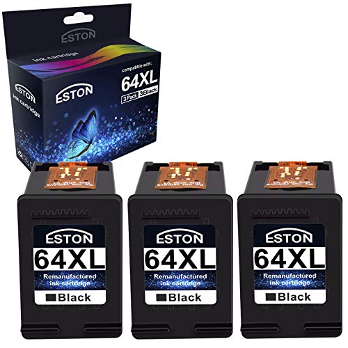 ESTON Remanufactured Replacement for HP 64 HP 64XL Ink Cartridge with HP Envy Photo 7858 7855 7155 6252 6255 6258 7158 7164(2Black & 1Tri-Color)