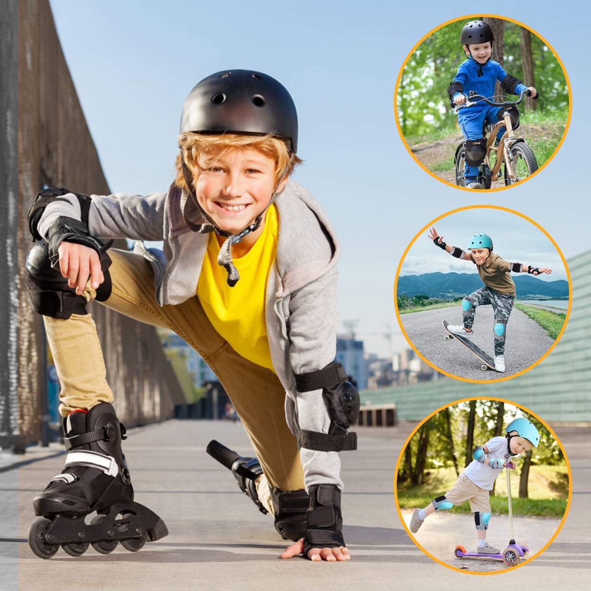 LEDIVO Kids Adjustable Helmet Suitable for Ages 3-14 Years Toddler Boys Girls, Sports Protective Gear Set Knee Elbow Wrist Pads for Bike Bicycle Skateboard Scooter Rollerblading | The Storepaperoomates Retail Market - Fast Affordable Shopping